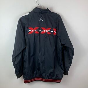Vintage Jordan Jumpman XXI 21 Black Windbreaker with Red and White Accents